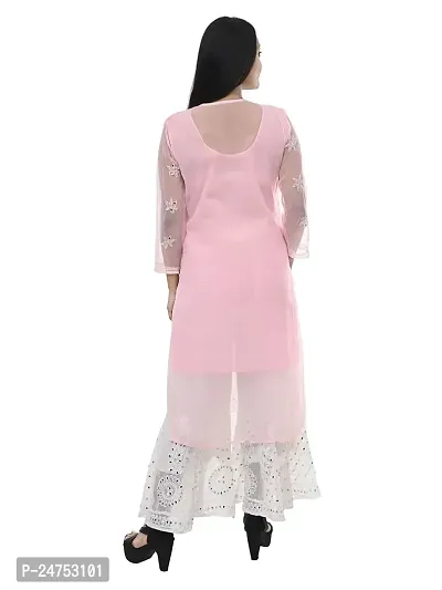 Mrs Right Boutique Chikan Kurti for Women (Medium, Pink)-thumb2