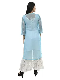 Mrs Right Boutique Chikan Kurti for Women (Medium, Blue)-thumb1