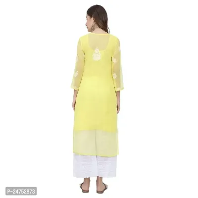 Mrs Right Boutique Design Chikankari Embroidery Kurti for Womens and Girls (Medium, Yellow)-thumb3