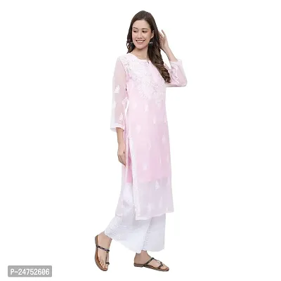 Mrs Right Boutique Design Chikankari Embroidery Kurti for Womens and Girls (Medium, Pink)-thumb5