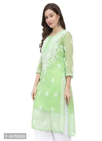 Mrs Right Boutique Design Chikankari Embroidery Kurti for Womens and Girls (Medium, Green)
