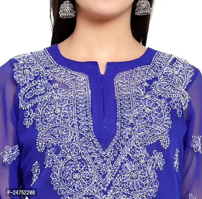 Mrs Right Boutique Design Chikankari Embroidery Kurti for Womens and Girls (Medium, Blue)-thumb2