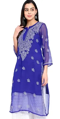 Mrs Right Boutique Design Chikankari Embroidery Kurti for Womens and Girls (Medium, Blue)-thumb3