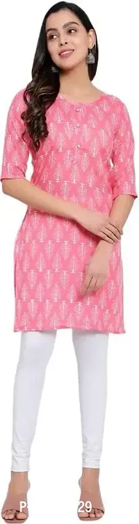 Mrs Right Boutique Printed Pure Cotton Straight Kurtat for Womens and Girls (Medium, Pink)-thumb0