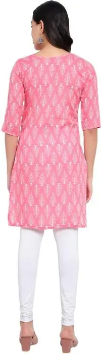 Mrs Right Boutique Printed Pure Cotton Straight Kurtat for Womens and Girls (Medium, Pink)-thumb4