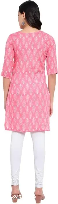 Mrs Right Boutique Printed Pure Cotton Straight Kurtat for Womens and Girls (Medium, Pink)-thumb5