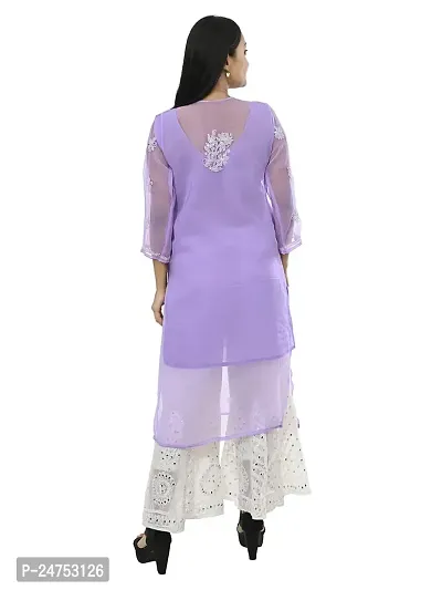 Mrs Right Boutique Chikan Kurti for Women (Medium, Purple)-thumb2