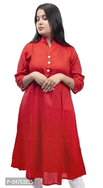 Mrs Right Boutique Design Cotton Regular Kurti for Womens and Girls (Large, Red)-thumb0