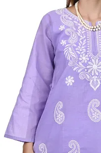 Mrs Right Boutique Design Cotton Chikankari Kurti for Womens and Girls (Medium, Purple)-thumb2