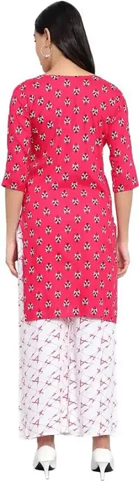 Mrs Right Boutique Women Cotton Rayon Kurta and Palazzo Set (Medium, Pink)-thumb1