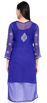 Mrs Right Boutique Design Chikankari Embroidery Kurti for Womens and Girls (Medium, Blue)-thumb2