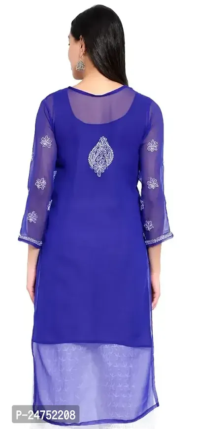 Mrs Right Boutique Design Chikankari Embroidery Kurti for Womens and Girls (Medium, Blue)-thumb3