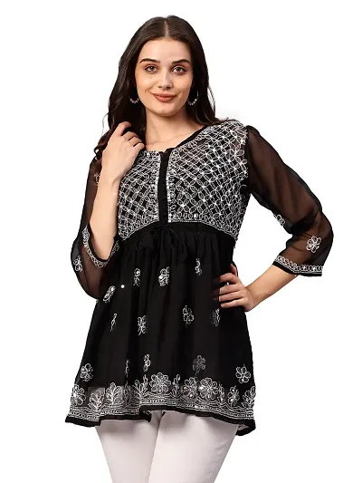 Chikan Mirror Short Kurti for Women