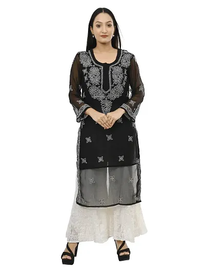 Trendy Chikankari Georgette Fabric Kurti