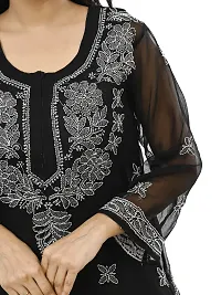 Trendy Chikankari Black Georgette Fabric Kurti-thumb2