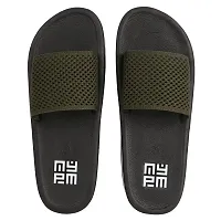 Men Slippers|Daily Use Slippers|Men's Slides| Flip Flop Men's | Super comfortable | Amazing Grip | Anti Skid | Lightweight | Flexible | Stylish | Sleek | Water resistent (Black-Green, numeric_10)-thumb1