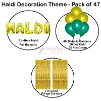 Surprises Planner Golden Yellow Green Metallic Balloons, Haldi Foil Letters Balloons, Gold Fringe Curtains Haldi Decoration Set for Wedding/Girls - Pack of 47-thumb4