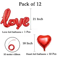 Surprises Planner Red Cursive Love Foil Balloons, Ribbon, Red Heart Foil Balloons Combo for Birthday/Anniversary/Valentine/Decoration - Pack of 12-thumb4