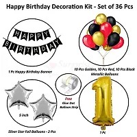 Surprises Planner Birthday Banner, Metallic Balloons, No. 1 Foil Balloon, Star Foil Balloon, Glue Dot, Arch Strip Decoration Set for 1st Birthday/Party/Boys/Girls - Pack of 36-thumb1