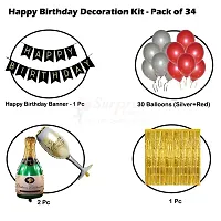 Surprises Planner Happy Birthday Banner, Metallic Balloons, Bottle Glass Foil Balloons, Foil Curtain Birthday Decoration Kit for Boys/Girls/Party/Celebration - Pack of 34-thumb1