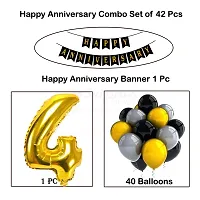 Surprises Planner Happy Anniversary Banner, No. 4 Foil Balloons, Metallic Balloons Anniversary Decoration Set for Husband/Wife/Home - Pack of 42-thumb1