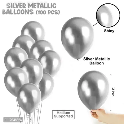 Surprises Planner Graceful Silver Metallic Balloons for Birthday/Anniversary/Party/Decoration - Pack of 50-thumb4