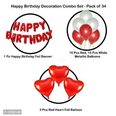 Surprises Planner Happy Birthday Foil Banner, Heart Foil Balloons, Metallic Balloons Birthday Combo for Boys/Girls/Celebration - Pack of 34-thumb3