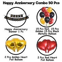 Surprises Planner Happy Anniversary Banner, Heart Foil Balloons, Metallic Balloons, Gold Foil Curtain Anniversary Decoration Kit for Husband/Wife/Celebration - Pack of 50-thumb2