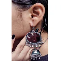 Stylish Pretty Mirror Work Silver Plated Trendy Big Jhumka Earrings For Women-thumb1