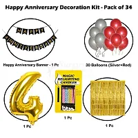 Surprises Planner Anniversary Banner, Metallic Balloons, No.4 Foil Balloon, Gold Foil Curtain, Magic Candles Anniversary Decoration Set for 4th Anniversary/Couples - Pack of 34-thumb1