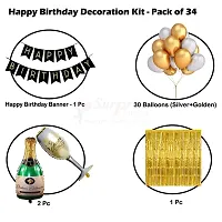 Surprises Planner Happy Birthday Banner, Metallic Balloons, Bottle Glass Foil Balloons, Foil Curtain Birthday Decoration Combo for Boys/Girls/Celebration - Pack of 34-thumb1