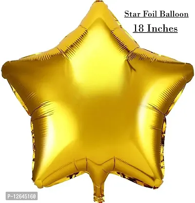 Surprises Planner Golden Yellow Metallic Balloons, Haldi Foil Letters Balloons, Star Foil Balloon, Gold Fringe Curtains, Glue Dots Haldi Decoration Set for Wedding/Girls - Pack of 49-thumb5
