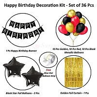 Surprises Planner Birthday Banner, Metallic Balloons, Black Star Foil Balloons, Foil Curtain, Glue Dots, Arch Strip Birthday Decoration Set for Boys/Girls/Celebration - Pack of 36-thumb1