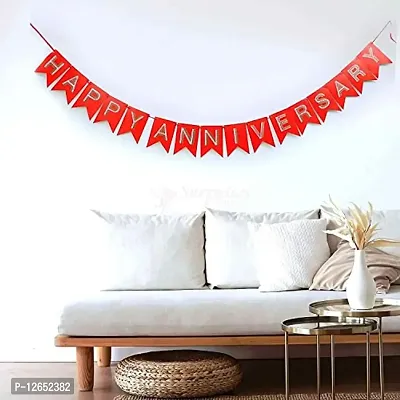 Surprises Planner Red Happy Anniversary Decoration Banner for Anniversary/Couples/Husband/Wife - Pack of 1