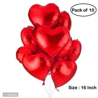 Surprises Planner Red Love Heart Foil Balloons Set for Birthday/Anniversary/Decoration/Celebration - Pack of 10-thumb2