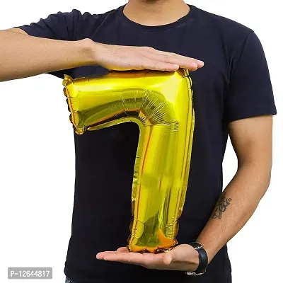 Surprises Planner No. 7 Gold Foil Balloon for 7th Birthday/Anniversary/Celebration/Decoration - Pack of 1-thumb2