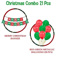 Surprises Planner Merry Christmas Cardstock Banner, Red Green Metallic Balloons Christmas Decoration Set for Christmas Celebration - Pack of 21-thumb2