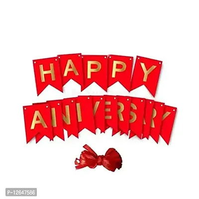 Surprises Planner Unique Red Happy Anniversary Banner for Anniversary/Decoration/Couples - Pack of 1-thumb0