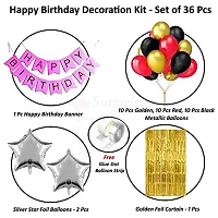 Surprises Planner Birthday Banner, Metallic Balloons, Gold Star Foil Balloons, Foil Curtain, Glue Dots, Arch Strips Birthday Decoration Set for Boys/Girls - Pack of 36-thumb1