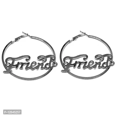 Kriosm Jewels Friends Collection Black Silver Hoop Earring for Women, Black-thumb0