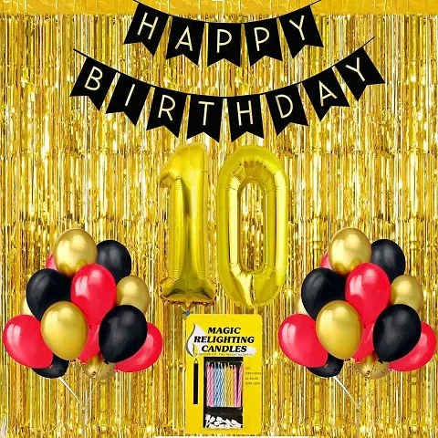 Surprises Planner Birthday Banner, Metallic Balloons, No. Foil Balloon, Gold Foil Curtain, Magic Candles Birthday Decoration Kit for Birthday/Boys/Girls/Celebration - Pack of 34