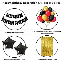 Surprises Planner Birthday Banner, Metallic Balloons, Star Foil Balloons, Foil Curtain Birthday Decoration Kit for Boys/Girls/Celebration - Pack of 34-thumb1