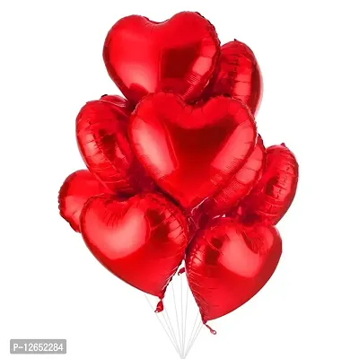 Surprises Planner Red Love Heart Foil Balloons Set for Birthday/Anniversary/Decoration/Celebration - Pack of 10-thumb0