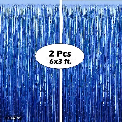 Surprises Planner Super Shiny Dark Blue Fringe Curtains Photo Backdrops for Birthday/Anniversary/Party/Celebration - Pack of 2-thumb3