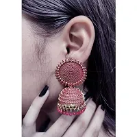 Kriosm Jewels Premium Gold Plated Jhumka Earring for Women, Maroon-thumb1