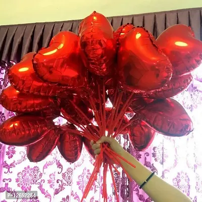 Surprises Planner Red Love Heart Foil Balloons Set for Birthday/Anniversary/Decoration/Celebration - Pack of 10-thumb4