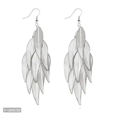 Kriosm Jewels Silver Plated Leaf Bunch Dangle Earring for Women, Silver