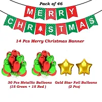 Surprises Planner Merry Christmas Banner, Star Foil Balloons, Red Green Metallic Balloons Christmas Decoration Items for Christmas Celebration - Pack of 46-thumb3