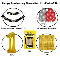 Surprises Planner Anniversary Banner, Metallic Balloons, No.1 Foil Balloon, Gold Foil Curtain, Magic Candles Anniversary Decoration Set for 1st Anniversary/Couples - Pack of 34-thumb1