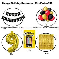 Surprises Planner Birthday Banner, Metallic Balloons, No.9 Foil Balloon, Gold Foil Curtain, Magic Candles Birthday Decoration Kit for 9th Birthday/Boys/Girls/Celebration - Pack of 34-thumb1